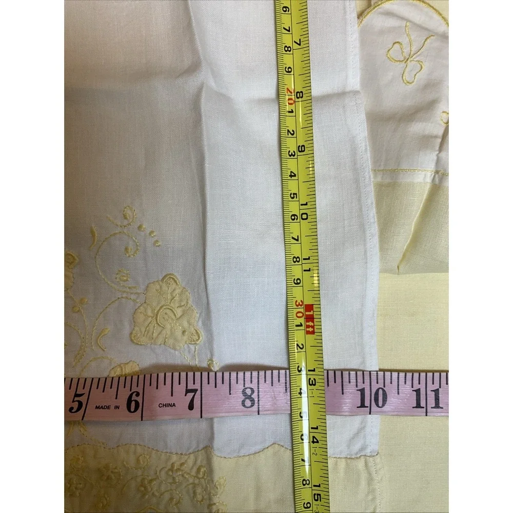 3 Vintage Napkins Hand Towels Yellow Embroidery Bows Flowers Cottagecore